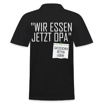 Wir essen jetzt Opa - Männer Poloshirt - Schwarz - Hinten - Kai (181cm)