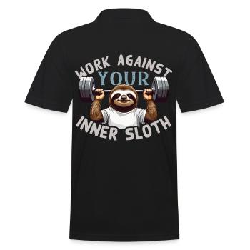 Sloth Fitness Motivation Funny Saying Design - Men's Polo Shirt - black - Back - Kai (181cm)