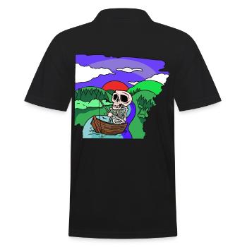 Angler Skelett angeln Fischen Hobby Angeln Natur - Männer Poloshirt - Schwarz - Hinten - Kai (181cm)
