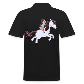 Cavalier Poney Fille Équitation Ross Poney Ferme Enfant - Polo Homme - noir - Dos - Kai (181cm)