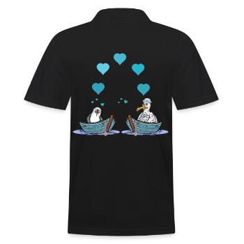Möwen Möwe Liebe Herz Valentin Seemann Boot - Männer Poloshirt - Schwarz - Hinten - Kai (181cm)