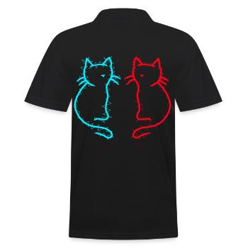 80er 90er Retro Vintage Katzen Katze Kätzchen - Männer Poloshirt - Schwarz - Hinten - Kai (181cm)