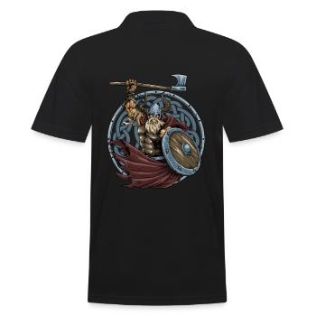 Wikinger Krieger Viking Warrior - Männer Poloshirt - Schwarz - Hinten - Kai (181cm)