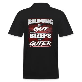 Education Is Good But Biceps Is Good - Men's Polo Shirt - black - Back - Kai (181cm)