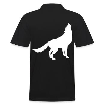 Wolf - Männer Poloshirt - Schwarz - Hinten - Kai (181cm)