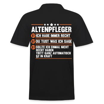 Pflege Pflegekraft Altenpfleger - Männer Poloshirt - Schwarz - Hinten - Kai (181cm)
