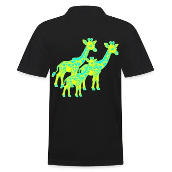 Giraffe Africa Safari Child Kids Retro 80s 90s - Men's Polo Shirt - black - Back - Kai (181cm)