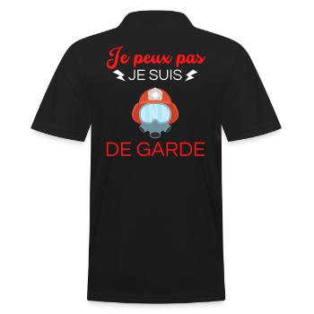 je peux pas je suis de garde pompier - Polo Homme - noir - Dos - Kai (181cm)