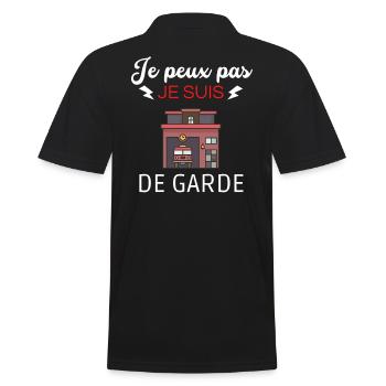je peux pas je suis de garde pompier - Polo Homme - noir - Dos - Kai (181cm)