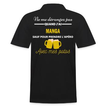 Ne me dérangez pas QUAND J'ai l'apéro manga - Polo Homme - noir - Dos - Kai (181cm)