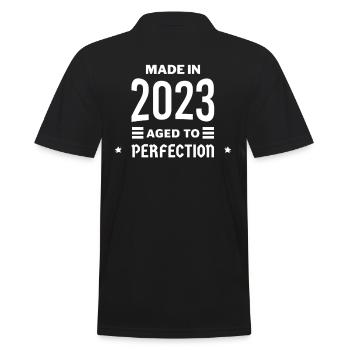 Perfekt gealtert 2023 - Männer Poloshirt - Schwarz - Hinten - Kai (181cm)