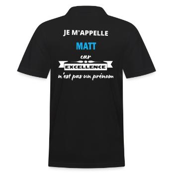 Je m'appelle excellence Matt - Polo Homme - noir - Dos - Kai (181cm)