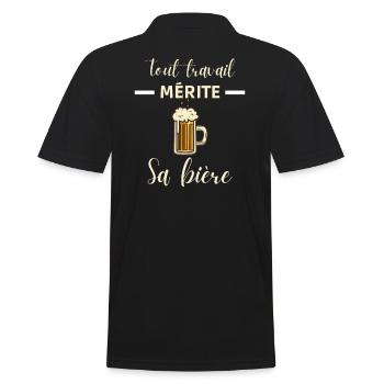 Tout travail mérite sa bière - Polo Homme - noir - Dos - Kai (181cm)