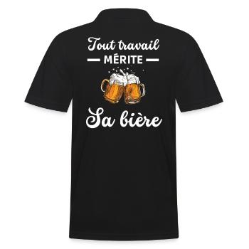 Tout travail mérite sa bière - Polo Homme - noir - Dos - Kai (181cm)