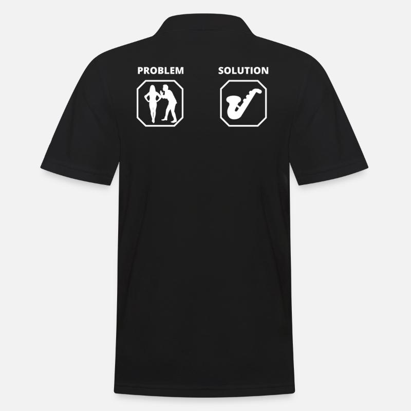 PROBLEM SOLUTION SAXOPHON - Männer Poloshirt - Schwarz