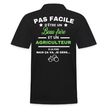 pas facile d'être agriculteur et Beau-frère - Polo Homme - noir - Dos - Kai (181cm)
