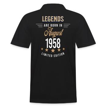 Legends are born in August 1958 - Men's Polo Shirt - black - Back - Kai (181cm)