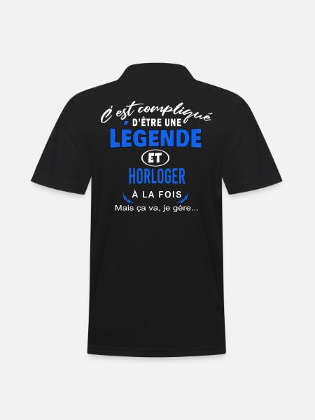 humour Légende et HORLOGER cadeau - Polo Homme - noir