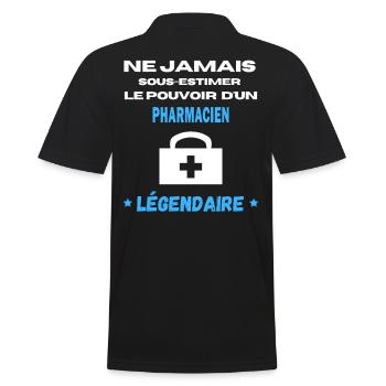 ne jamais sous estimer légendaire pharmacien - Polo Homme - noir - Dos - Kai (181cm)
