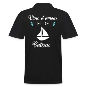 Vivre d'amour et de BATEAU - Polo Homme - noir - Dos - Kai (181cm)