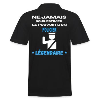 ne jamais sous estimer légendaire Policier - Polo Homme - noir - Dos - Kai (181cm)