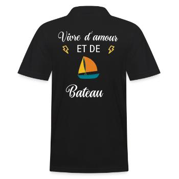 Vivre d'amour et de BATEAU - Polo Homme - noir - Dos - Kai (181cm)