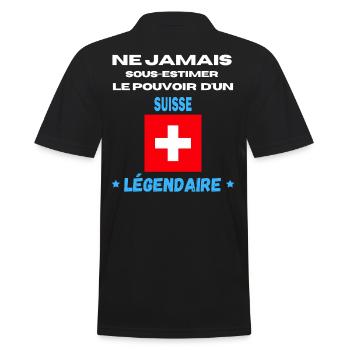 ne jamais sous estimer légendaire SUISSE - Polo Homme - noir - Dos - Kai (181cm)