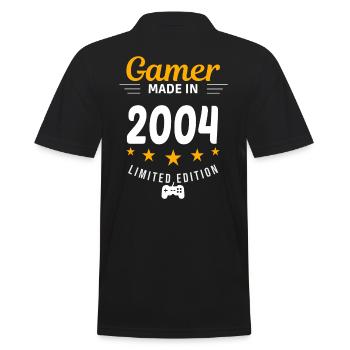 Gamer aus dem Jahr 2004 - Männer Poloshirt - Schwarz - Hinten - Kai (181cm)