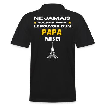 ne jamais sous estimer PARISIEN papa - Polo Homme - noir - Dos - Kai (181cm)