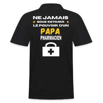 ne jamais sous estimer pharmacien papa - Polo Homme - noir - Dos - Kai (181cm)