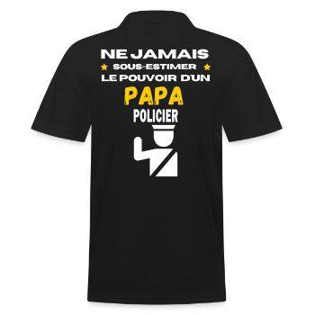 ne jamais sous estimer Policier papa - Polo Homme - noir - Dos - Kai (181cm)