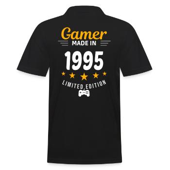 Gamer aus dem Jahr 1995 - Männer Poloshirt - Schwarz - Hinten - Kai (181cm)