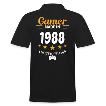 Gamer aus dem Jahr 1988 - Männer Poloshirt - Schwarz - Hinten - Kai (181cm)