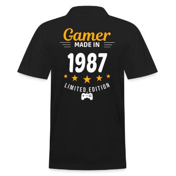 Gamer aus dem Jahr 1987 - Männer Poloshirt - Schwarz - Hinten - Kai (181cm)