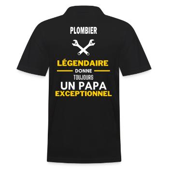 légendaire papa exceptionnel - humour plombier - Polo Homme - noir - Dos - Kai (181cm)