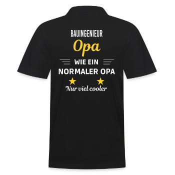 Opa wie ein normaler nur viel cooler Bauingenieur - Männer Poloshirt - Schwarz - Hinten - Kai (181cm)
