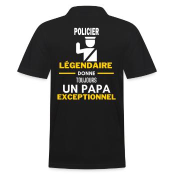 légendaire papa exceptionnel - humour Policier - Polo Homme - noir - Dos - Kai (181cm)