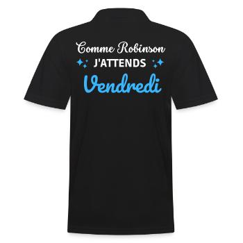 Comme Robinson j'attends vendredi - Polo Homme - noir - Dos - Kai (181cm)