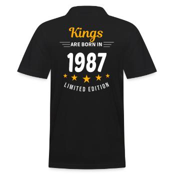 Kings SIND 1987 GEBOREN - Männer Poloshirt - Schwarz - Hinten - Kai (181cm)