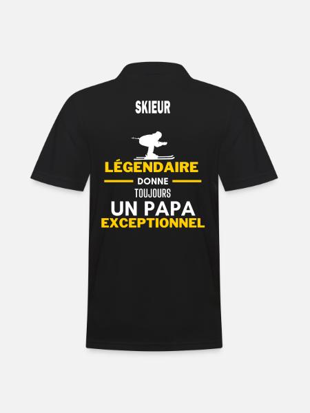 légendaire papa exceptionnel - humour skieur - Polo Homme - noir