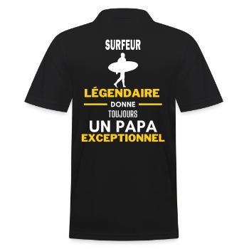 légendaire papa exceptionnel - humour surfeur - Polo Homme - noir - Dos - Kai (181cm)