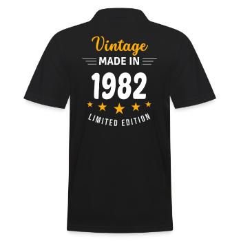 Vintage made in 1982 - Men's Polo Shirt - black - Back - Kai (181cm)