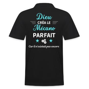 dieu créa le Mécano parfait humour de bureau - Polo Homme - noir - Dos - Kai (181cm)