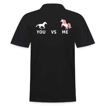 Du gegen mich HORSE UNICORN - Männer Poloshirt - Schwarz - Hinten - Kai (181cm)