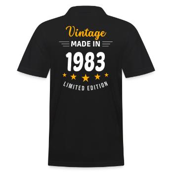 Vintage made in 1983 - Men's Polo Shirt - black - Back - Kai (181cm)