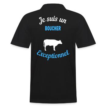 Je suis un Exceptionnel boucher - Polo Homme - noir - Dos - Kai (181cm)