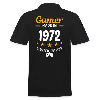 Gamer aus dem Jahr 1972 - Männer Poloshirt - Schwarz - Hinten - Kai (181cm)