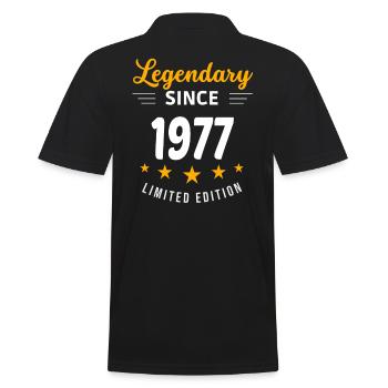 Legendär seit 1977 - Männer Poloshirt - Schwarz - Hinten - Kai (181cm)