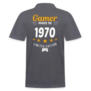 Gamer aus dem Jahr 1970 - Männer Poloshirt - Anthrazit - Hinten - Nico (186cm)