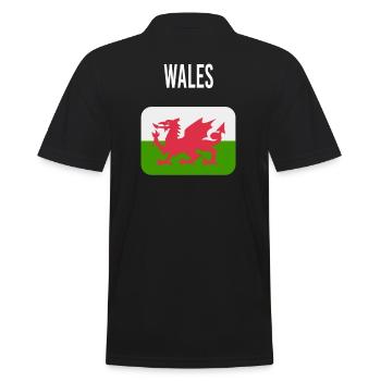 Wales FLAGGE - Männer Poloshirt - Schwarz - Hinten - Kai (181cm)